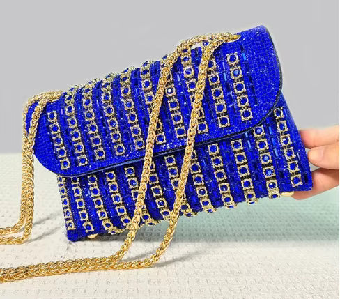 Sac bandoulière vintage à strass avec doublure