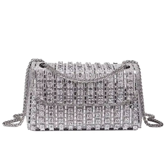 Sac bandoulière vintage à strass avec doublure